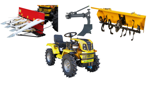 Minitractor ProGARDEN Campo T18 V25.1 4x4, 18CP, benzina, hidraulica fata-spate, roti 6.00-12 cu freza tractata, plug si seceratoare cereale [0]