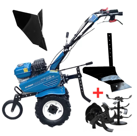 Motocultor Hyundai HY-MC80, 7 CP, benzina, 2+1 trepte, transmisie curea + Plug arat + Plug bilonat [0]