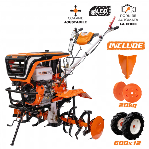 Utilaje agricole - Motosapatoare RURIS 918K 18 CP, 2+1 trepte, latime lucru 75-110 cm + roti cauciuc 6.00-12+rarita+set contragreutati 20kg