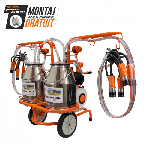 Mulgatoare si aparate de muls - Mulgatoare RURIS Fagaras Lact 902 550 W, 2 posturi, Capacitate bidon: 2x30l, aluminiu