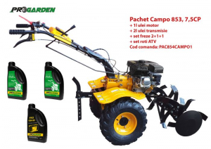 Motosape si motocultoare - Pachet motocultor Campo 854, benzina, 7.5CP, 2+1 trepte, roti atv, manicot rulment, ulei motor si transmisie incluse