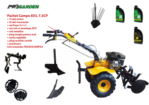 Motosape si motocultoare - Pachet motocultor Campo 854, benzina, 7.5CP, 2+1 trepte, roti atv, manicot rulment, accesorii, ulei motor si transmisie incluse