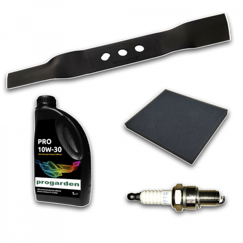 Accesorii utilaje agricole - Pachet Revizie ProGarden T400i – Cuțit, Filtru Aer, Bujie și 1L Ulei PRO 10W-30