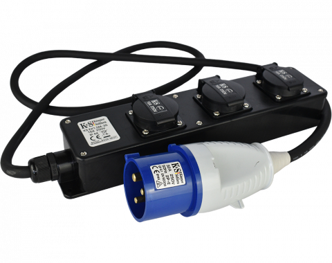 Accesorii generatoare - Prelungitor-adaptor KS EX1.5M-3S Konner & Sohnen, 5000 W, 1.5 metri, stecher 1 x 32А / 230V, prize 3 x 16А / 230V, cablu 3*2.5 mm din cupru