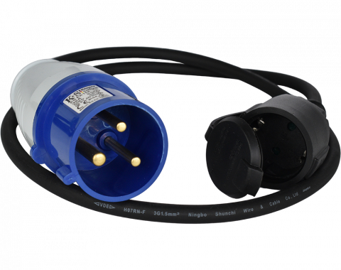 Accesorii generatoare - Prelungitor-adaptor KS EX1M-1S Konner & Sohnen, 3600 W, 1 metru, stecher 1 x 32А / 230V, prize 1x 16А / 230V, cablu 3*1.5 mm din cupru