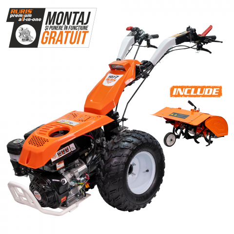 Utilaje agricole - Motocultivator RURIS 1077S 16CP, benzina, pornire electrica, 3+2 viteze, diferential + freza de sapat SX77 80 cm