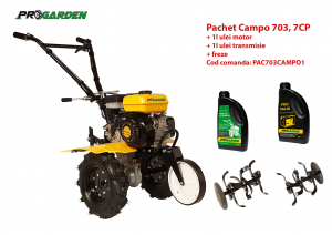 Pachet motocultor Campo 703, benzina, 7CP, 2+1 trepte, 2+1 freze, ulei motor si transmisie incluse [0]