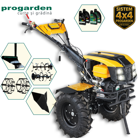 Motosape si motocultoare - ProGARDEN Pachet Campo 1873 Alpine V2 Motocultor 18CP + Plug simplu + Plug bilonat/rarita + 4L Ulei
