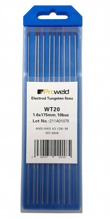 Electrozi si sarma pentru sudura - ProWELD WT20 Electrozi tungsten rosu, 1.6x175mm, 10buc