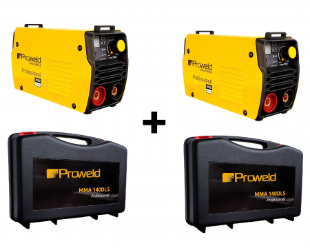 Aparate de sudura - Pachet promotional 2xProWeld MMA 140DLS invertor sudare electrod 3.2 mm cu valiza de transport, 3 ani garantie