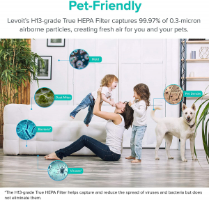 Purificator de aer Levoit CORE P350-RAC PET CARE, filtru true HEPA, carbon activ, super silent, filtrare 99.97%, 100% fara ozon, touch screen, alb [5]