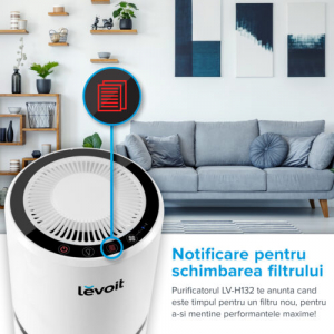 Purificator de aer Levoit LV-H132XR filtru true HEPA, filtru rezerva, filtrare 99.97%, 100% fara ozon, 15m2, touch screen, display lcd, alb [3]