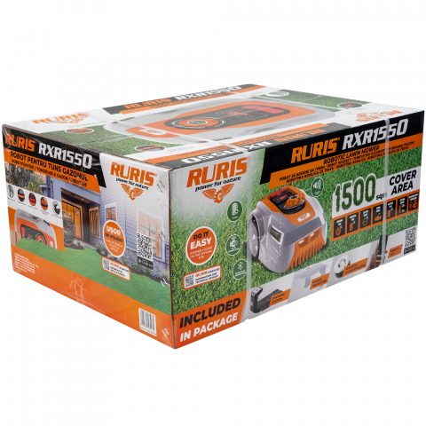Robot de Tuns Gazon RURIS RXR 1550, Li-ion 20V, 5Ah,  latime taiere 180mm, inaltime 20-60mm, suprafata 1500mp [15]