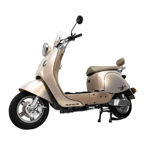 Scuter electric retro RURIS PILOT SX790 GOLD, 800W, autonomie pana la 70 km, 2 locuri [2]