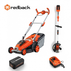Masini de tuns gazon - Set Redback masina de tuns gazon E137C + trimer iarba E312D + acumulator Li-Ion EP20 40V/2Ah + incarcator EC20 40V/2A