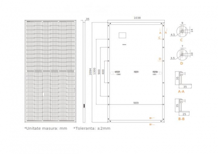Panou fotovoltaic Sunpal SP460M-72H 5180SP460M72H 460W, monocristalin, MBB Half-cut [3]