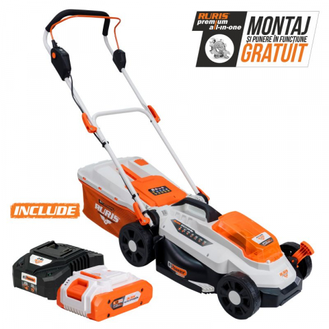 Masini de tuns gazon - Masina de tuns gazon pe Acumulator RURIS RXI 3324e power alfa up Li-ion: 20V 4 Ah, 33cm (contine acumulator+incarcator)