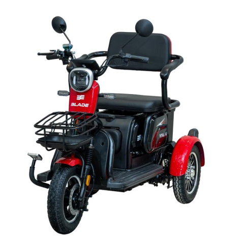 Tricicluri electrice - Triciclu electric BLADE VIVA 14  Rosu-Negru, 25 km/h,  1200W, autonomie pana la 50 km, CIV inclus