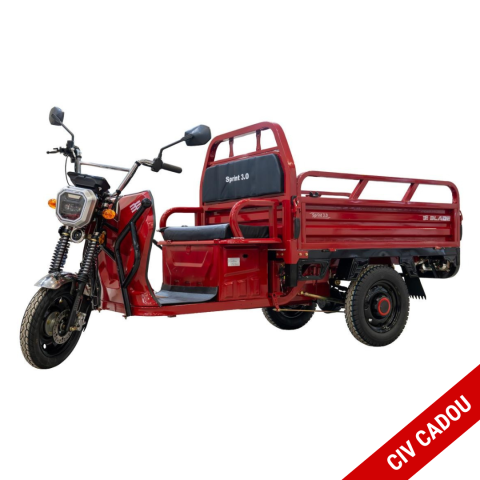Tricicluri electrice - Triciclu electric cargo BLADE Sprint 3.0 Rosu-Negru 2000W - CIV inclus