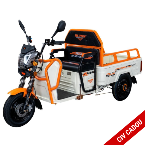 Vehicule de Lucru si Transport - Triciclu electric cargo RURIS Pilot 3110A ALB fara permis, 2000W, viteza 25 km/h, autonomie 80 km