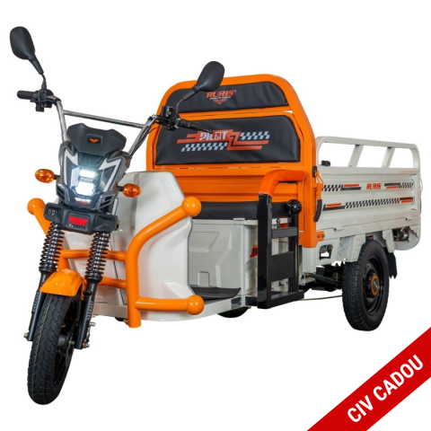 Tricicluri electrice - Triciclu electric cargo RURIS Pilot 3120A ALB 2000W, autonomie pana la 70 km, bena basculabila, reductor forta, CIV inclus