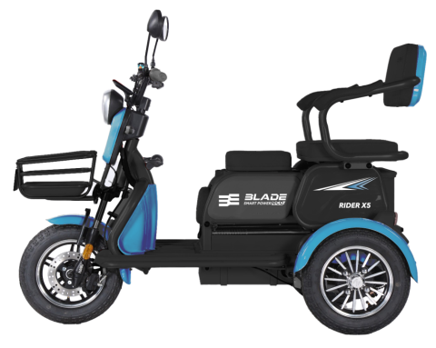 Tricicluri electrice - Triciclu electric persoane BLADE VIVA 14, 1200W, Albastru/Negru, autonomie pana la 50 km, CIV inclus