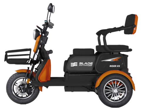 Tricicluri electrice - Triciclu electric persoane BLADE VIVA 14, 1200W, Portocaliu/Negru, autonomie pana la 50 km, CIV inclus