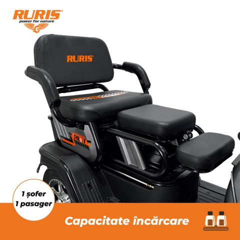 Triciclu electric RURIS Pilot 3010G Gri, 1600W, 2 locuri, autonomie pana la 50 km [5]