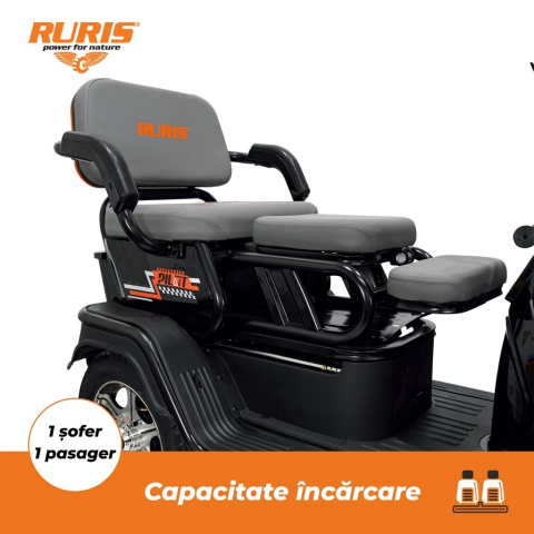 Triciclu electric RURIS Pilot 3010N Negru, 1600W, 2 locuri, autonomie pana la 50 km [4]