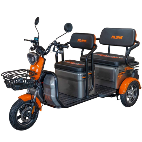 Tricicluri electrice - Triciclu electric RURIS Pilot 3040G GRI, 25 km/h, 2 locuri, 2000W, autonomie pana la 50 km, CIV inclus