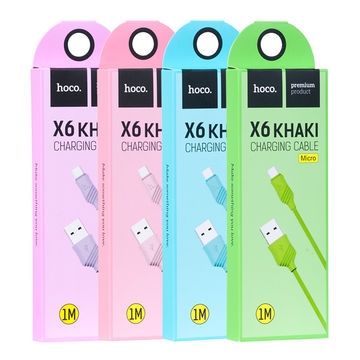 CABLU HOCO X6 KHAKI MICRO USB, PURPLE [1]