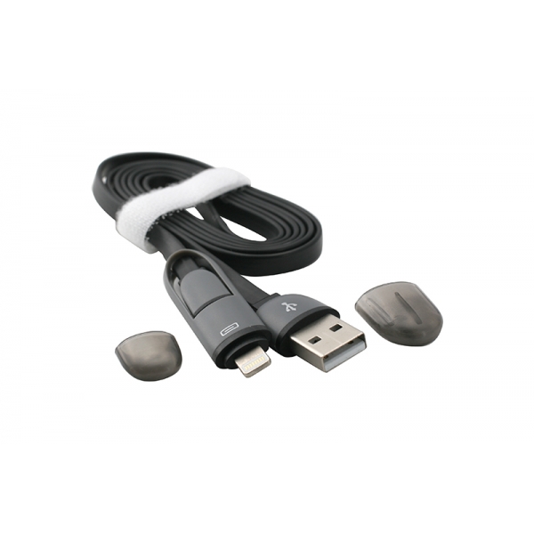 USB Cablu 2in1 Micro USB/iPHONE 5/6 Negru [1]