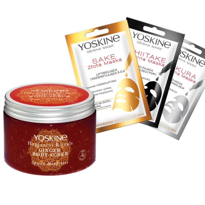 Pachet CADOU Yoskine: 3 Masti servetel + Scrub de corp cu extract de ghimbir [1]