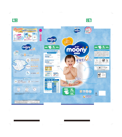 Scutece bebelusi - Scutece MOONY Blue XL (12-22 Kg) 44 buc.