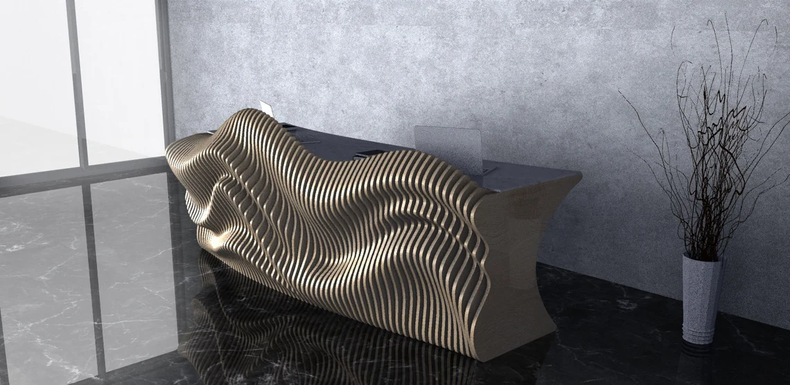 Birou/receptie parametrica BP005, lemn [3]