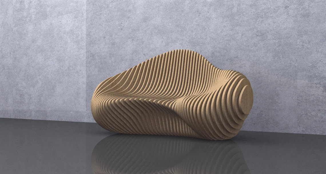 Pereti si mobilier parametric - Canapea parametrica BC007, lemn