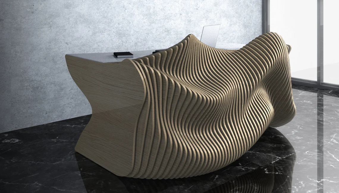 Birou/receptie parametrica BP003, lemn [3]