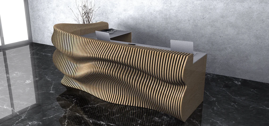 Birou/receptie parametrica BP004, lemn [1]