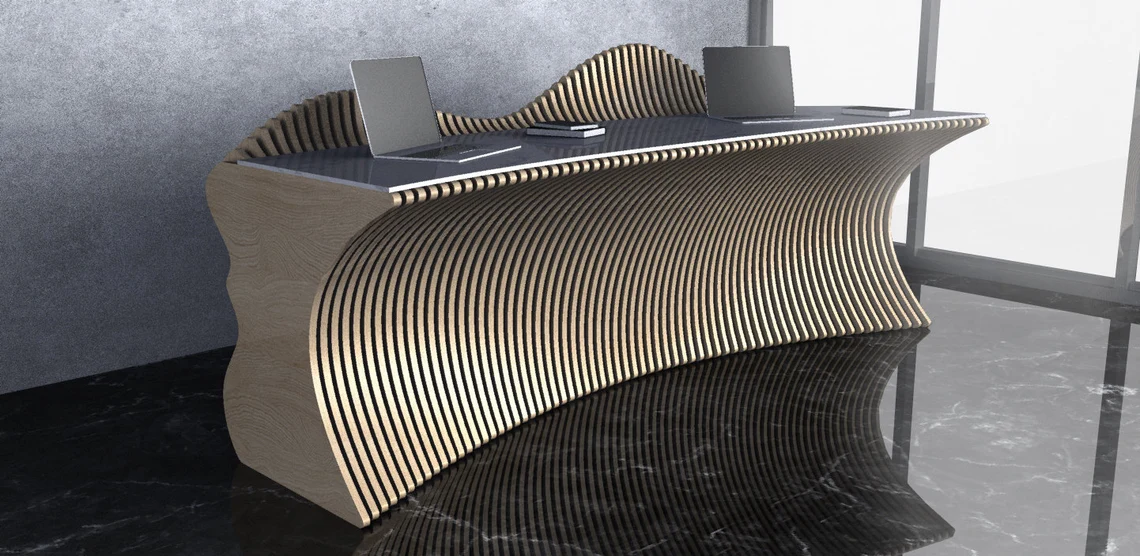 Birou/receptie parametrica BP005, lemn [4]