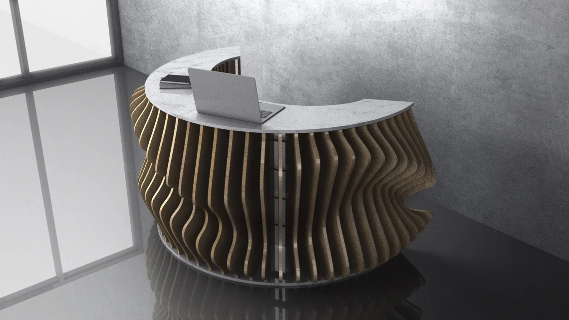 Birou/receptie parametrica BP007, lemn [2]