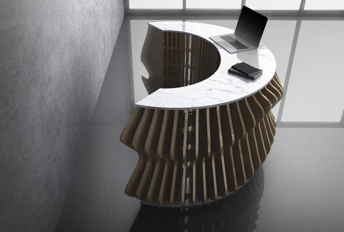 Birou/receptie parametrica BP007, lemn [3]