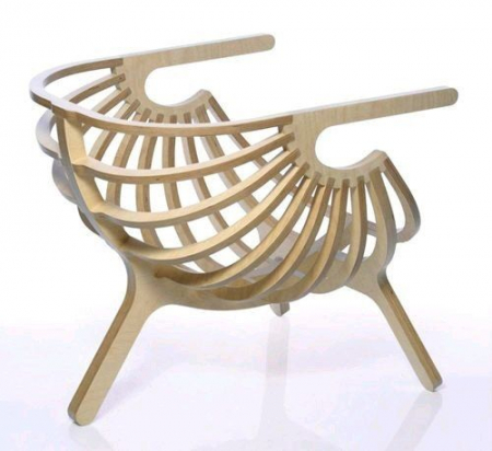 Scaun parametric tip cuib, lemn [3]