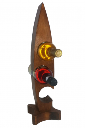 Obiecte decorative - Suport pentru 3 sticle de vin din lemn gubrot