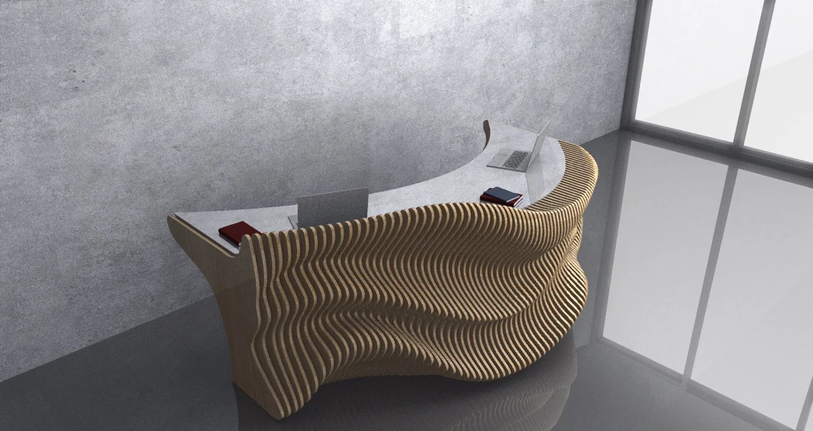 Birou/receptie parametrica BP001, lemn [3]