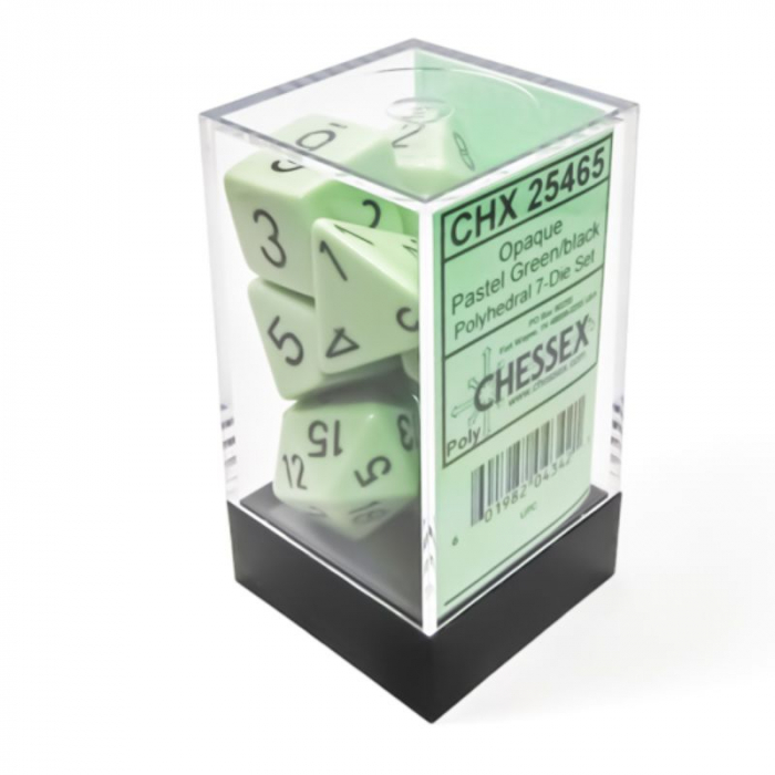 Chessex Opaque Polyhedral Dice Set Pastel Green/black (7 dice) [3]