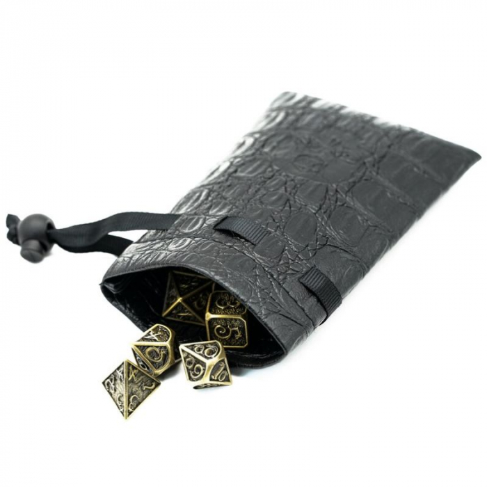 Black Leatherette Dice Bag with Skull [3]