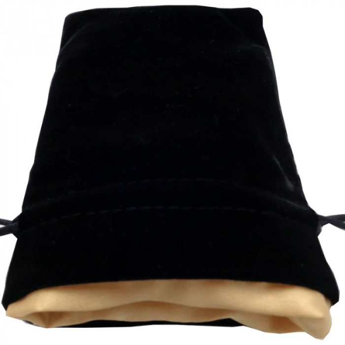 Black Velvet Dice Bag with Gold Satin Lining [2]