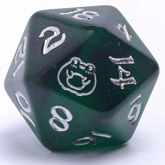 Bog Frog Round Edged Glow in the Dark Dice Set Silver (7 dice) [3]