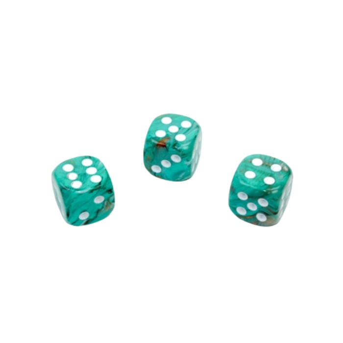 Chessex Marble Dice Block 16 mm Oxi‑Copper/White D6 with Pips (12 dice) [3]