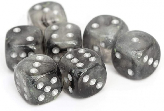 Chessex Borealis Dice Block 12mm Light Smoke/silver Luminary D6 (36 dice) [2]
